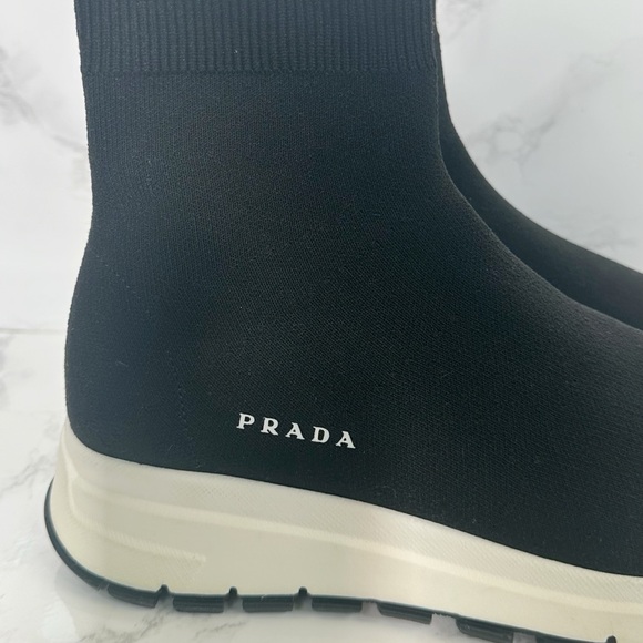 Prada Black Knit High-Top Sneakers - Picture 13 of 16
